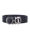 Ferragamo Reversible And Adjustable Gancini Belt In Black