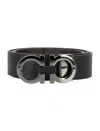 Ferragamo Reversible And Adjustable Gancini Belt In Black