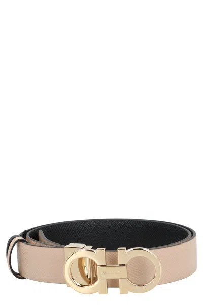 Ferragamo Reversible And Adjustable Gancini Belt In Purple