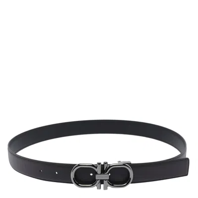Ferragamo Reversible And Adjustable Gancini Belt In Brown