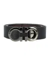 Ferragamo Reversible And Adjustable Gancini Belt In Black