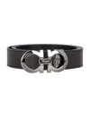 Ferragamo Reversible And Adjustable Gancini Belt In Black