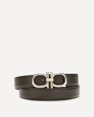 Ferragamo Reversible And Adjustable Gancini Belt In Brown
