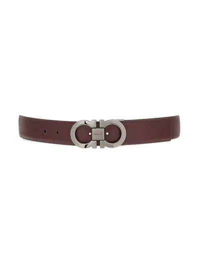 Ferragamo Gancini Reversible Belt In Brown