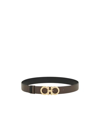 Ferragamo Gancini Reversible Belt In Green