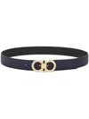 Ferragamo Reversible And Adjustable Gancini Belt In Hammered Leather