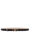 Ferragamo Reversible And Adjustable Gancini Belt In Leather In Black