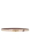 Ferragamo Reversible And Adjustable Gancini Belt In Leather In Stone