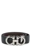Ferragamo Reversible And Adjustable Gancini Belt In Black