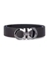 Ferragamo Reversible And Adjustable Gancini Belt In Metallic