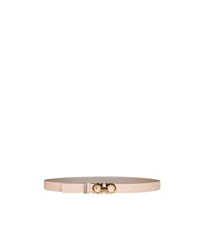 Ferragamo Reversible And Adjustable Gancini Belt In Pink