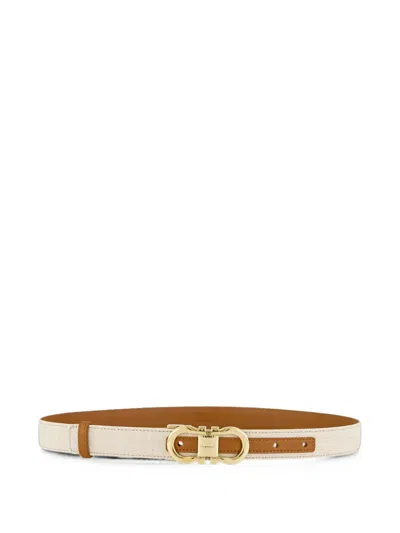 Ferragamo Reversible And Adjustable Gancini Belt In Neutrals