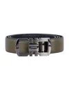 Ferragamo Reversible And Adjustable Gancini Belt In New Olive Nero