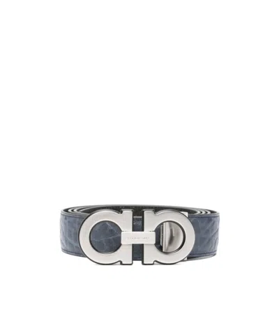 Ferragamo Reversible And Adjustable Gancini Belt In Purple