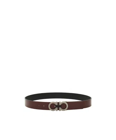 Ferragamo Reversible And Adjustable Gancini Belt In Red