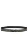 Ferragamo Reversible And Adjustable Gancini Hook Belt For Men In Grey