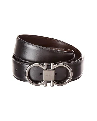 Ferragamo Reversible & Adjustable Gancini Leather Belt In Brown