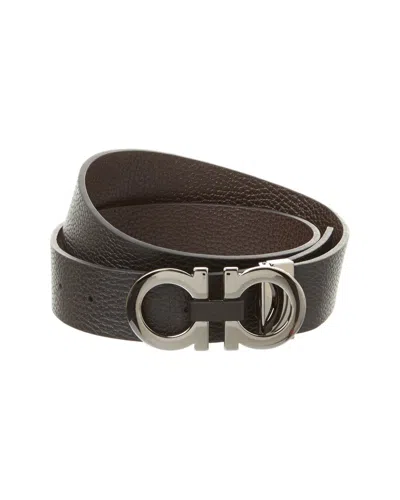 Ferragamo Reversible & Adjustable Leather Belt In Black