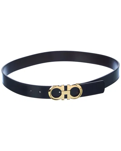 Ferragamo Reversible & Adjustable Leather Belt In Black