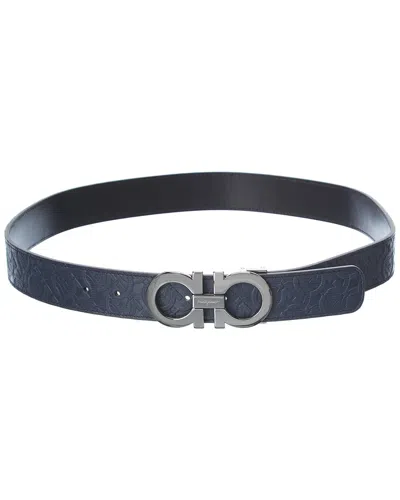 Ferragamo Reversible & Adjustable Leather Belt In Blue