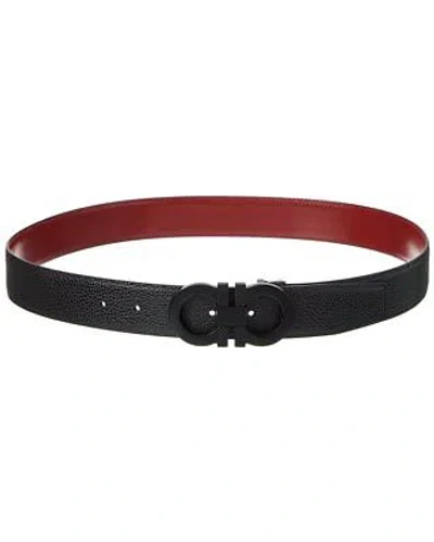 Pre-owned Ferragamo Reversible & Adjustable Leather Belt Men's Black 110