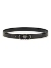Ferragamo Leather Belt Adjustable Length Metal Buckle In Black
