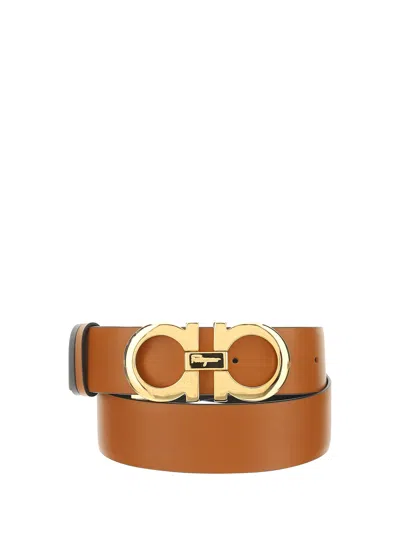 Ferragamo Reversible Belt In Brown