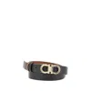 Ferragamo Women Black Reversible Belt With Gancini Buckle In Leather Woman