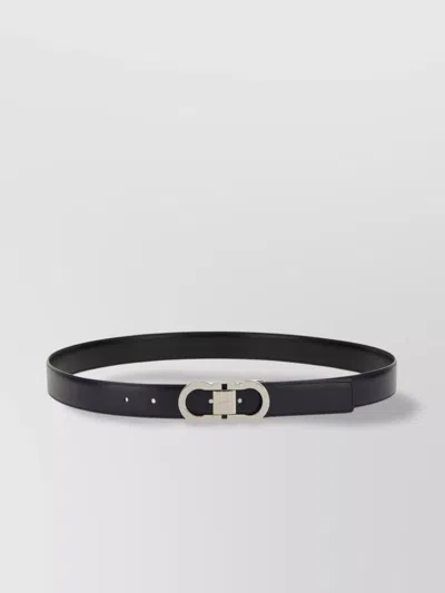 Ferragamo Reversible Belt Adjustable Metal Buckle In Black