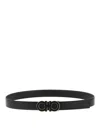 Ferragamo Reversible Double Gancini Belt In Black