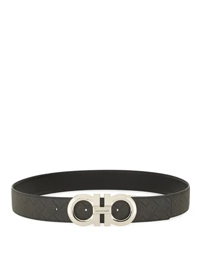 Ferragamo Reversible Hooks Belt In Black