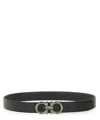 Ferragamo Brown Reversible Belt With Gancini Buckle In Leather Man In Black