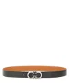 Ferragamo Reversible Gancini Belt In Leather In Black