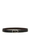 Ferragamo Men Textured Leather Belt With Iconic Gancini Buckle In Black