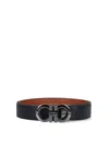 Ferragamo Men Knurled Buckle Reversible Gancini Belt In Black
