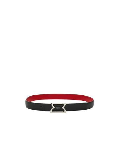 Ferragamo Reversible Belt In Black/flame Red