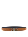 Ferragamo Brown Gancini Solid Reversible Belt In Brown