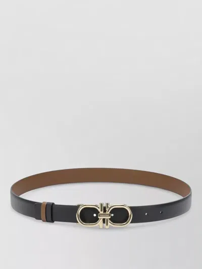 Ferragamo Reversible Belt Duo Adjustable Length Design In Black