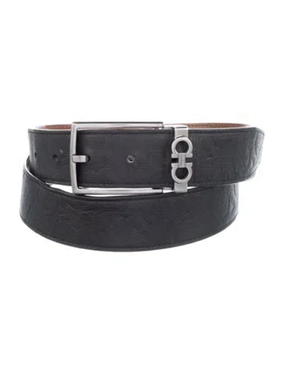 Pre-owned Ferragamo Reversible Belt Embossed Leather Waist Belt In Multi