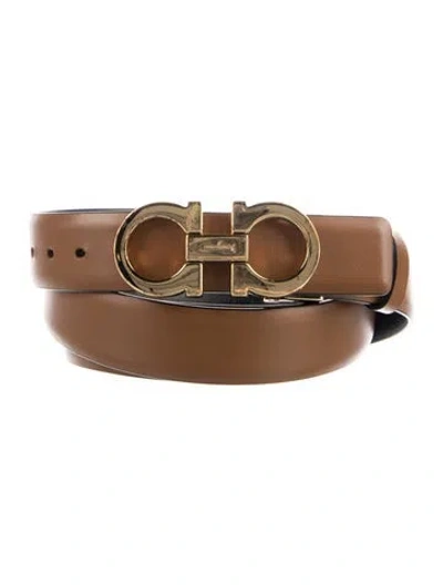 Pre-owned Ferragamo Reversible Belt Gancini Logo Belt In Multi
