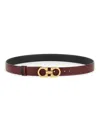 Ferragamo Reversible Belt With Gold-tone Buckle Hooks In Burgundy