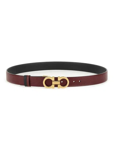 Ferragamo Reversible Belt Hooks In Burgundy