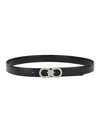Ferragamo Reversible Calf Leather Belt In Black