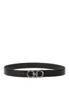 Ferragamo Men Textured Leather Belt With Iconic Gancini Buckle In Black