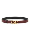 Ferragamo Reversible Belt With Gold-tone Buckle Hooks In White
