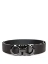 Ferragamo Men's Reversible And Adjustable Gancini Belt In Black