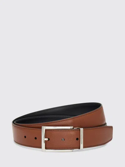 Ferragamo Reversible Belt In Grained And Smooth Calfskin Leather In Brown