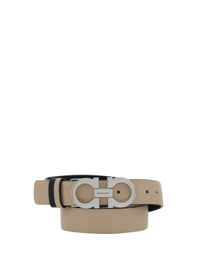 Ferragamo Reversible Belt In New Bisque