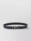 Ferragamo Reversible Belt With Adjustable Length And Metal Buckle In Blue