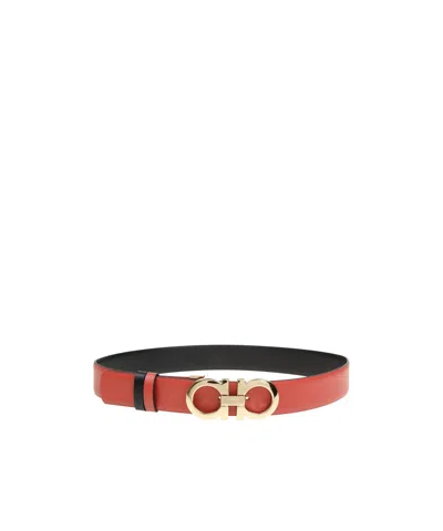 Ferragamo Reversible Belt With Buckle In Orange
